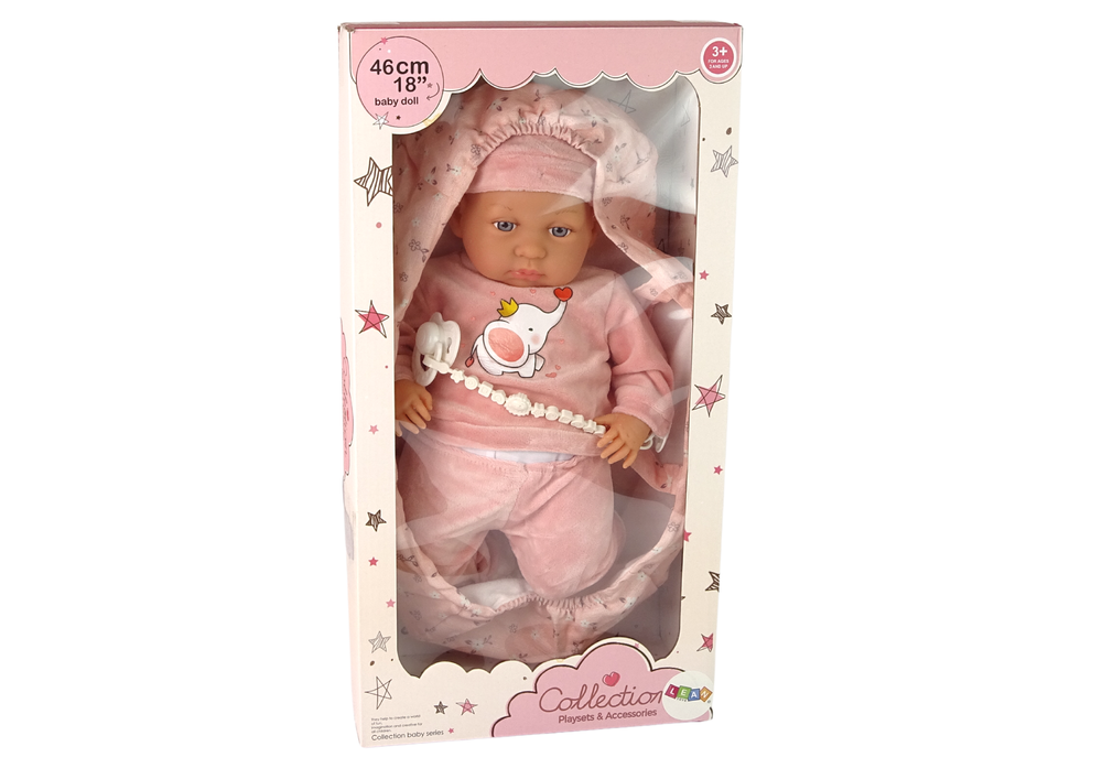 Baby Doll 46 cm Pink Pacifier Baby Elephant