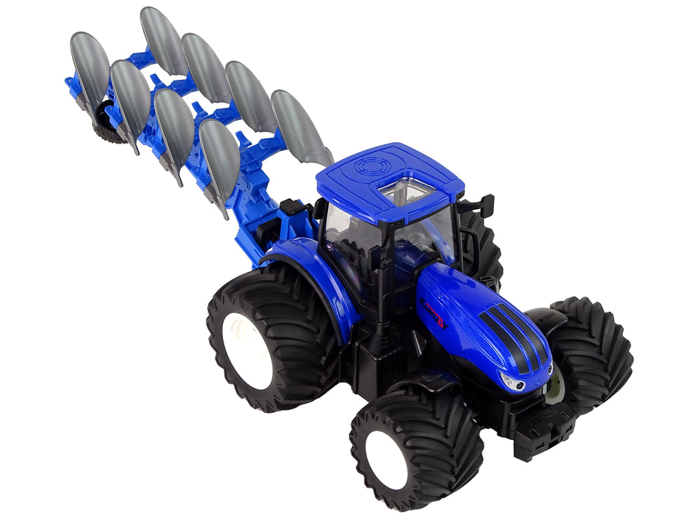 Ferngesteuerter Traktor 1:24 Blauer Pflug Metall Spielzeug