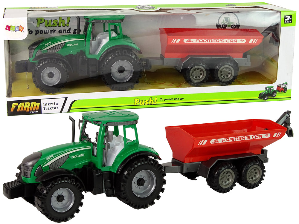 Grüner Traktor mit rotem Anhänger Fractal Drive