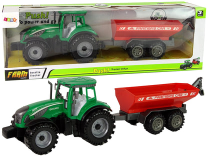 Grüner Traktor mit rotem Anhänger Fractal Drive