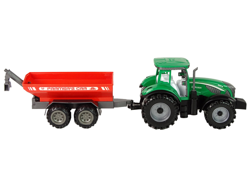 Grüner Traktor mit rotem Anhänger Fractal Drive