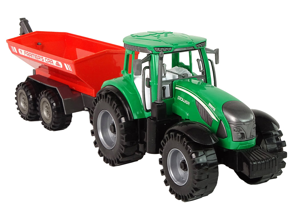 Grüner Traktor mit rotem Anhänger Fractal Drive