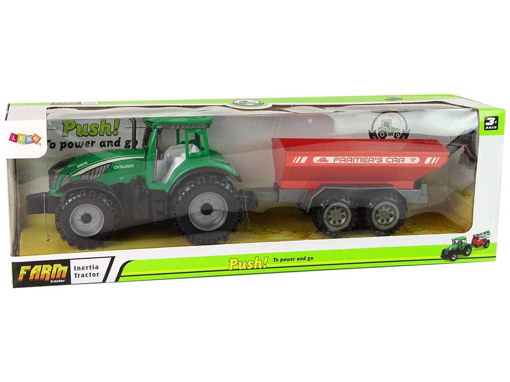 Grüner Traktor mit rotem Anhänger Fractal Drive