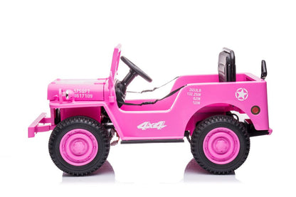 Elektro Kinderauto Jeep Militärfahrzeuge JH-103 Rosa 4x4 mit Ledersitz und EVA Reifen