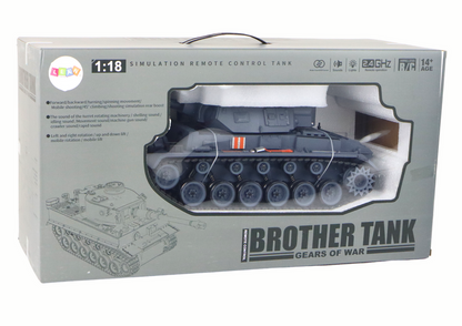 Ferngesteuertes Spielzeug Panzer 1:18 Kanone Rauchschild Grau