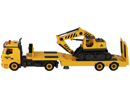 Collapsible Tow Truck with Crawler Excavator, Sound-Light, DIY, Yellow