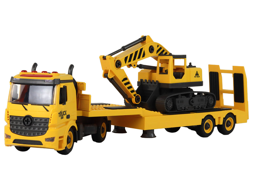 Collapsible Tow Truck with Crawler Excavator, Sound-Light, DIY, Yellow