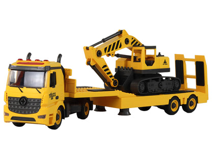 Collapsible Tow Truck with Crawler Excavator, Sound-Light, DIY, Yellow