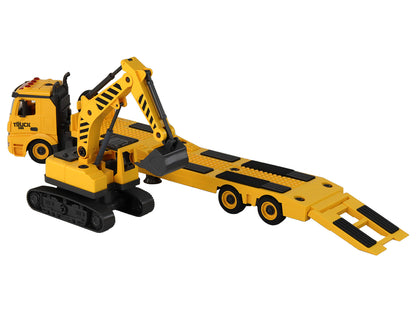 Collapsible Tow Truck with Crawler Excavator, Sound-Light, DIY, Yellow