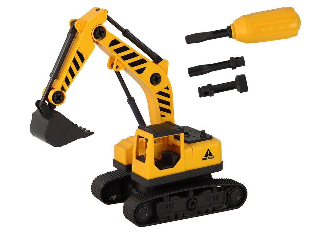 Collapsible Tow Truck with Crawler Excavator, Sound-Light, DIY, Yellow