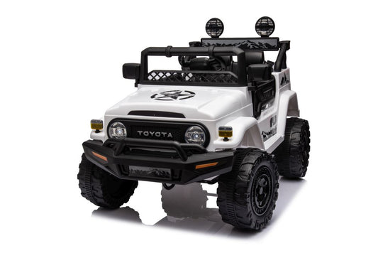 Elektro Kinderauto Jeep Toyota FJ Weiß 4x4 Mit Ledersitz, EVA Reifen Und Musik
