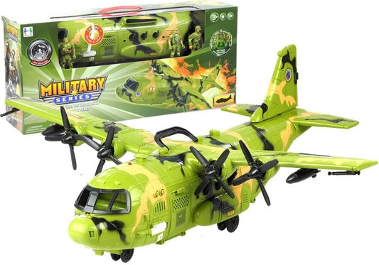 Großes Flugzeug Militär HERKULES Tarnfarbe 3 Soldaten Sound&Licht
