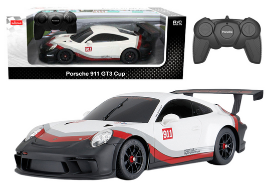 Ferngesteuertes Spielzeugauto RC 1:18 Rastar Porsche 911 GT3 Weiß und Grau
