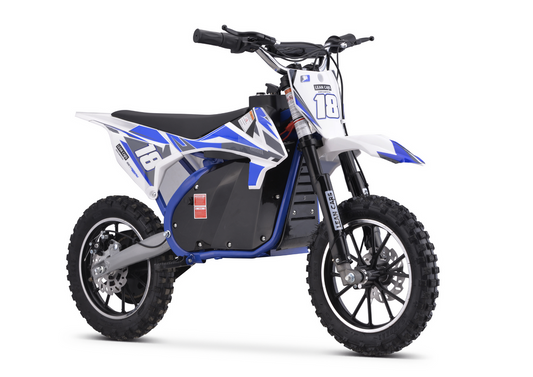 Elektro Kindermotorrad TRAIL KING Crossbike mit blauer HP114E-Batterie 800W 36V9Ah