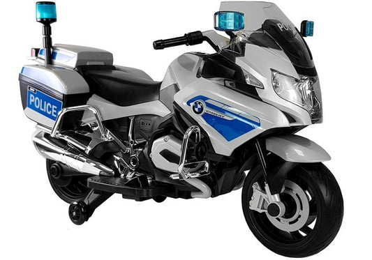 Elektro Kindermotorrad BMW Polizei Silbern