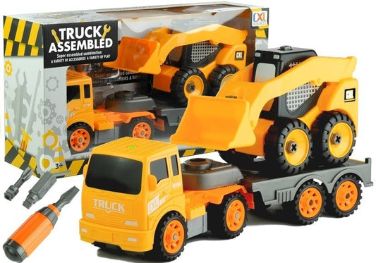 Two construction vehicles for dismantling tools