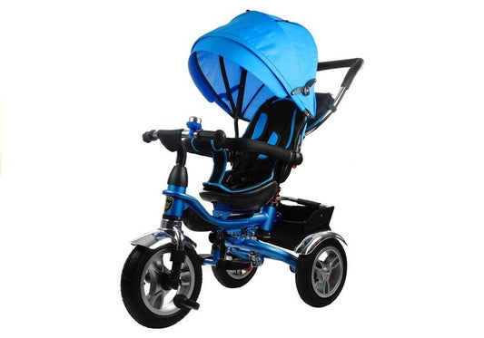 Dreirad PRO600 Blau Lenkstange Sonnenschutzdach Stoßdämpfer Kinderdreirad