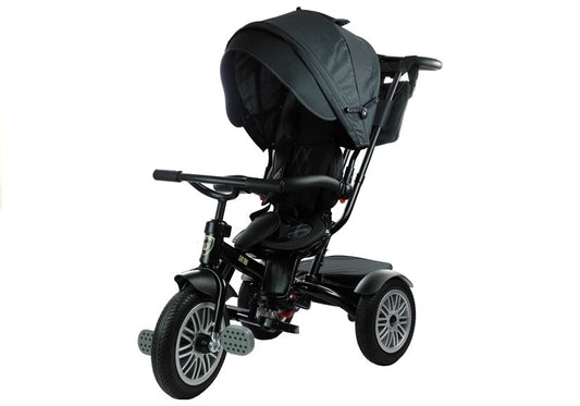 Dreirad PRO800 Schwarz Lenkstange Sonnenschutzdach Korb Kinderdreirad