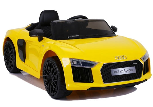 Children's car Audi R8 JJ2198 Yellow Leather seat EVA tires LED headlights 2x45W