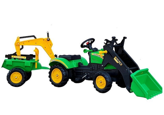 Traktor mit Anhänger und Schaufel Benson Bagger Grün