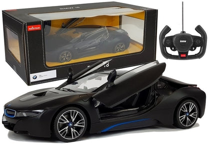 Ferngesteuertes Spielzeugauto BMW i8 Rastar 1 zu 14 Schwarz Automatik-Türen