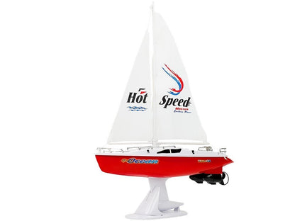 Ferngesteuertes Segelboot 50 cm Ruder 27 Mhz 15 km/h Rot