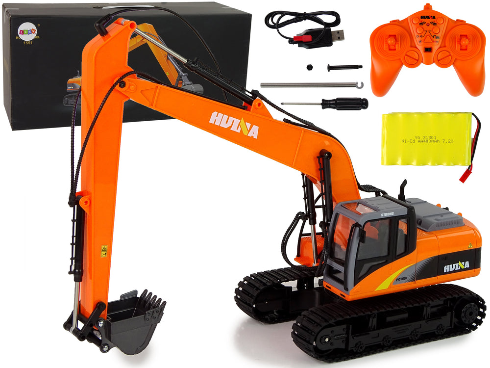 Ferngesteuerter Raupenbagger 2.4GHz Mit LED-Leuchten Und 15 Funktionen